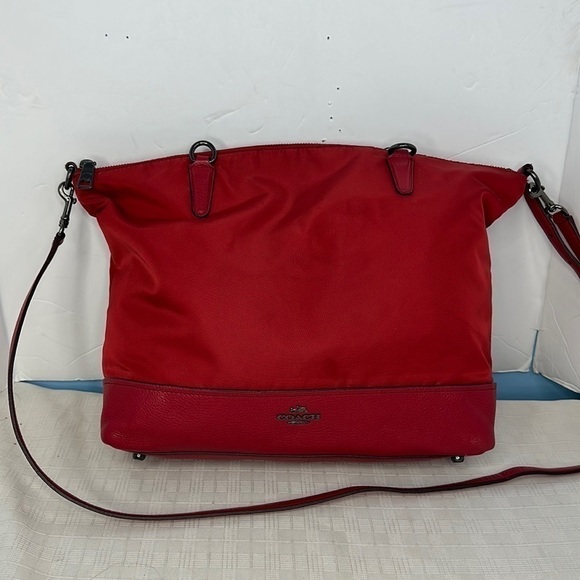 Coach NYLON SATCHEL (COACH F57902)
ANTIQUE SILVER/TRUE RED - Picture 1 of 12